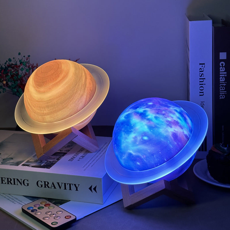 NNEDSZ Purle And Blue 3D Saturn Ring Bluetooth Speaker with Adjustable LED Lights, HiFi Bass, USB Charging, and Immersive Sound for Home and Desktop Use