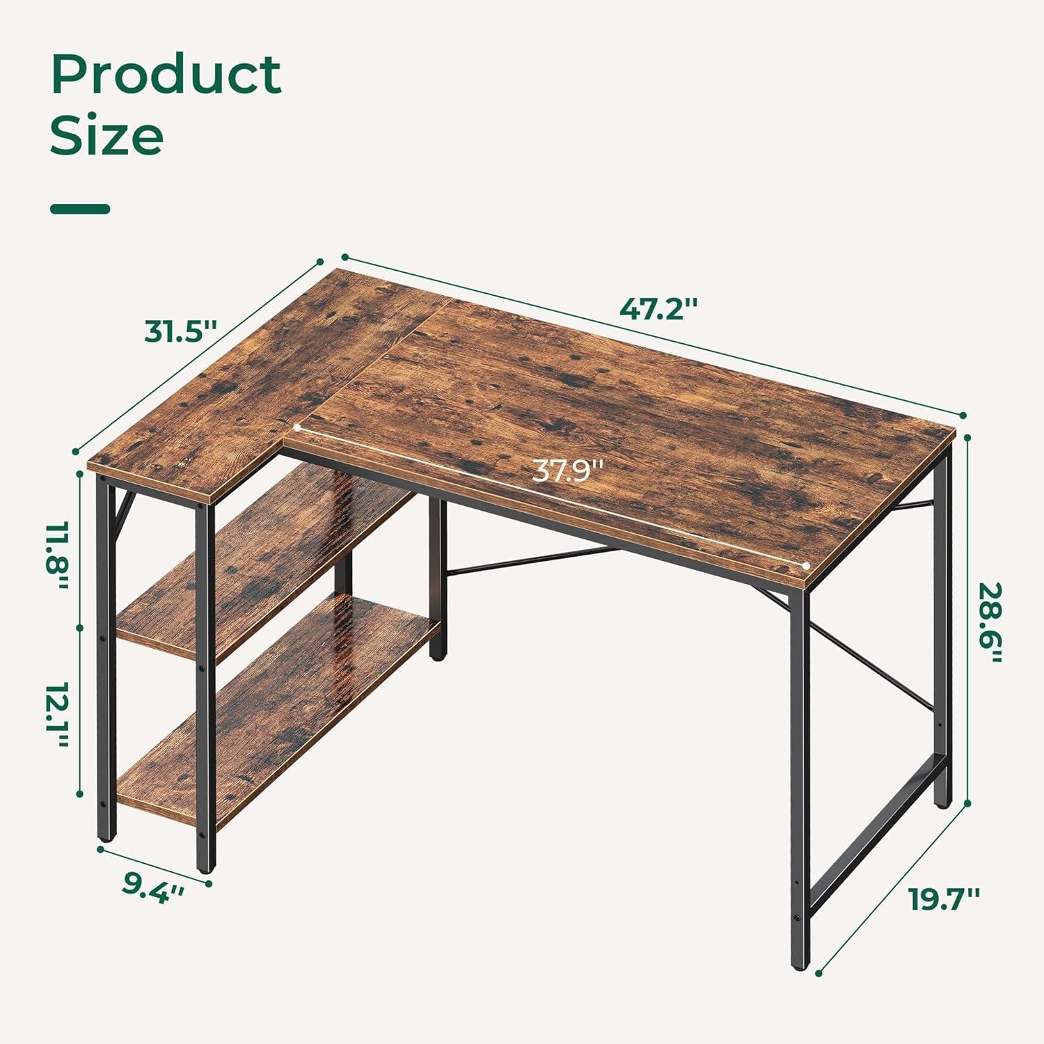 Computer Desk - 47in Rustic